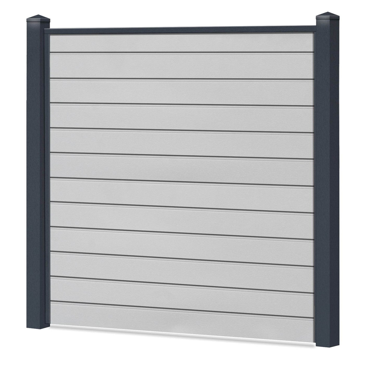 Sichtschutzzaun Kunststoff - Lichtgrau - Anthrazit Rahmen Klassische Optik - Zaunstudio