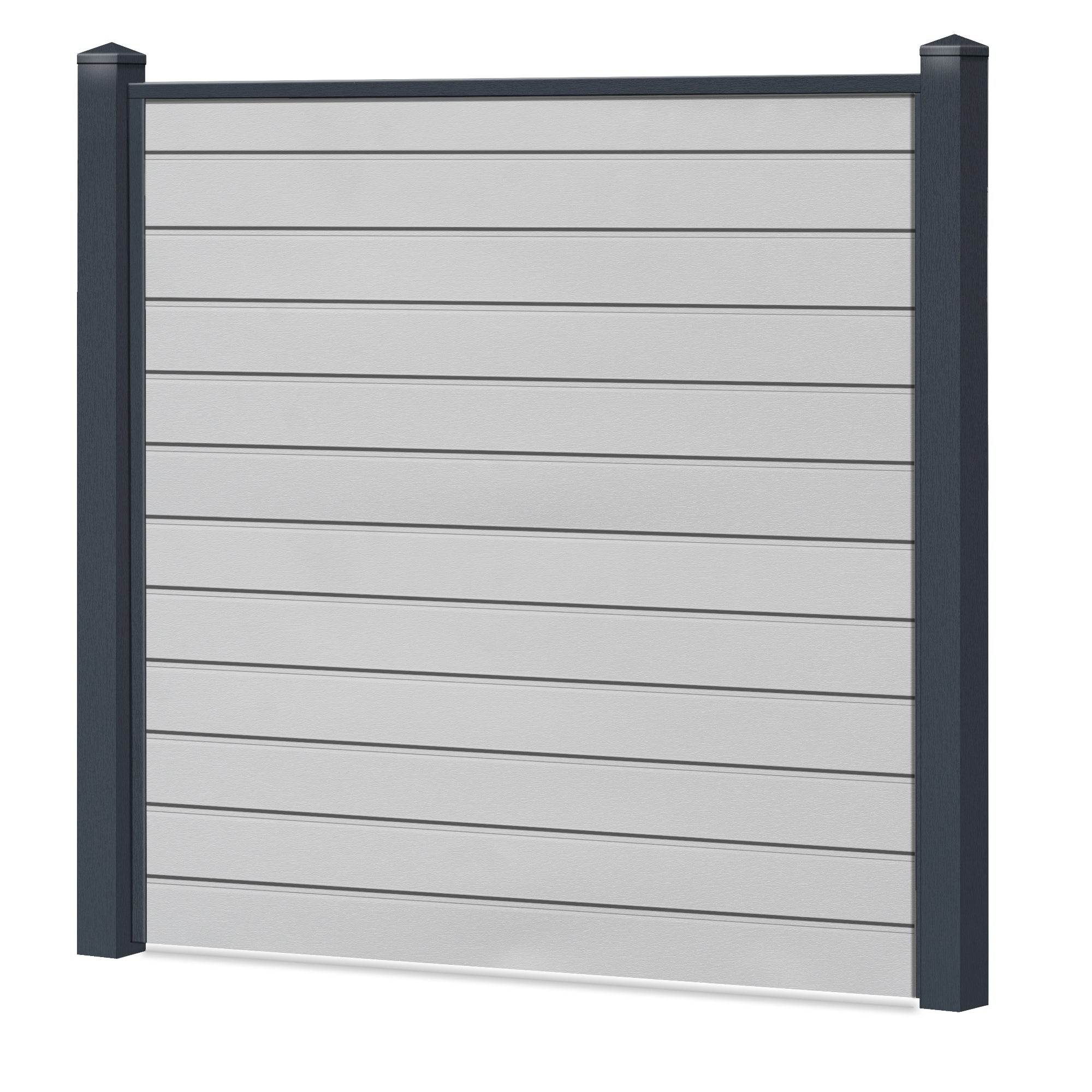 Sichtschutzzaun Kunststoff - Lichtgrau - Anthrazit Rahmen Klassische Optik - Zaunstudio