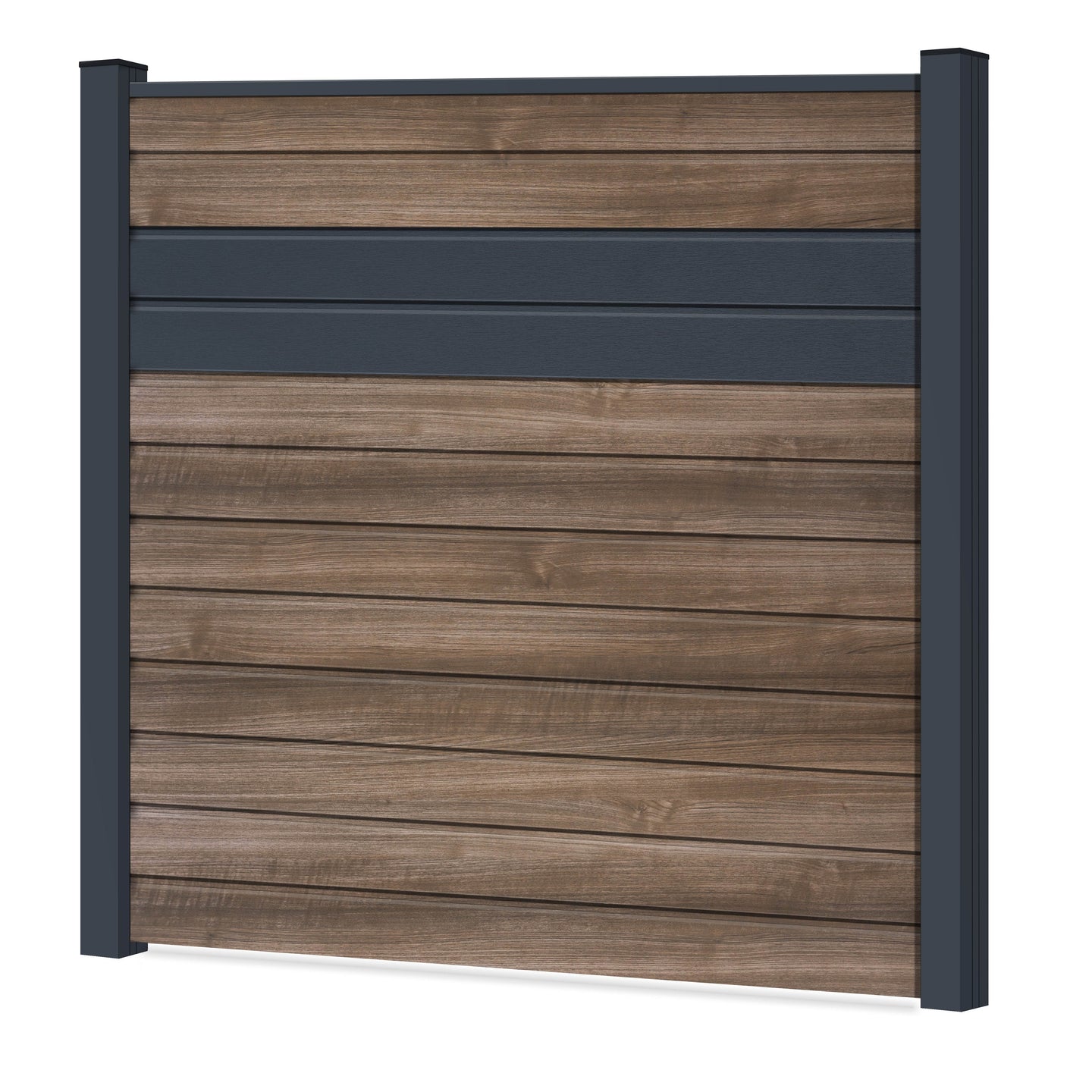 Easy Sichtschutzzaun Kunststoff - AnTEAK / Anthrazit + Einschub Klassische Optik - Zaunstudio