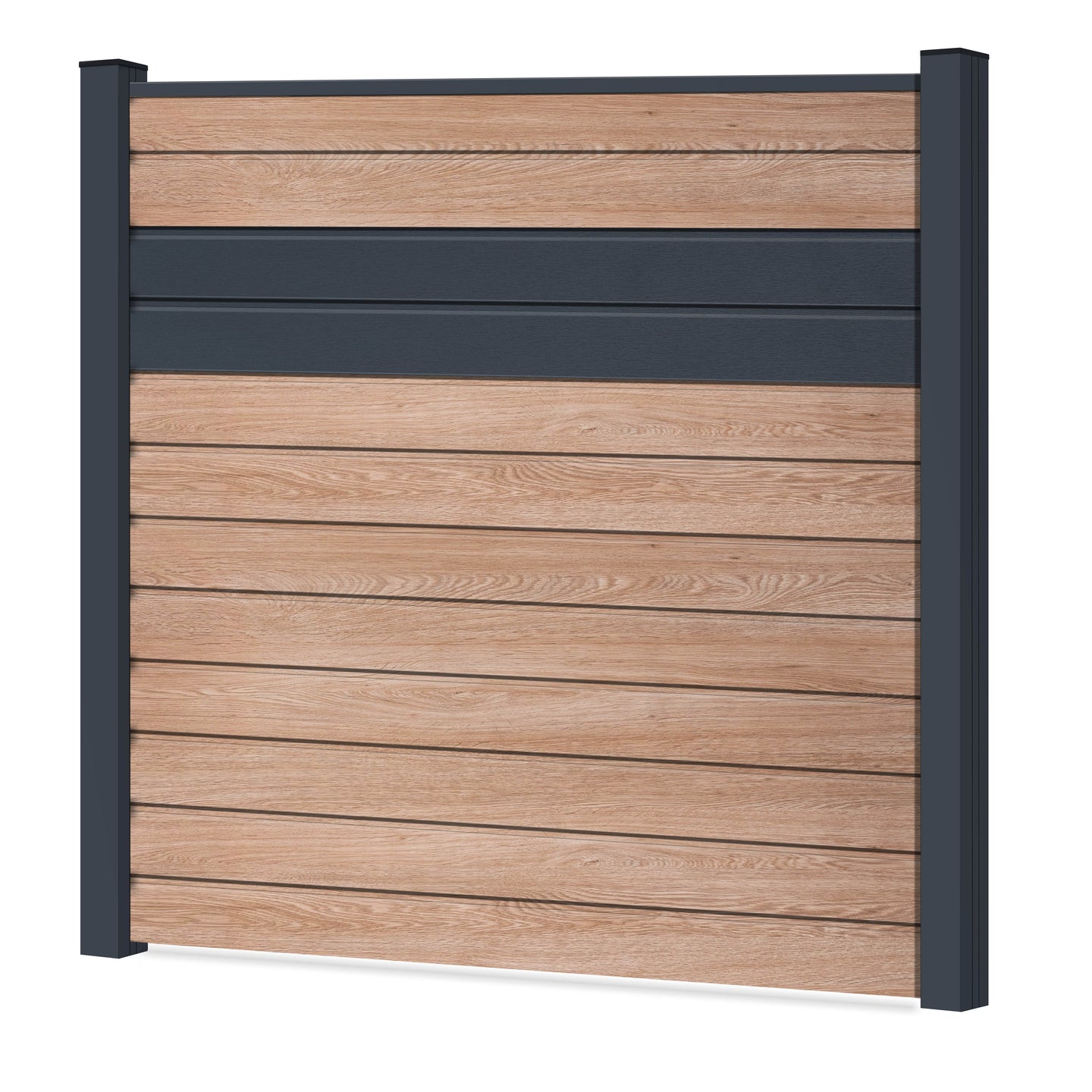 Easy Sichtschutzzaun Kunststoff - Coriander Oak / Anthrazit + Einschub Klassische Optik - Zaunstudio