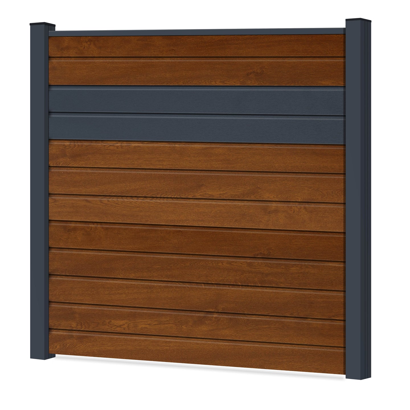 Easy Sichtschutzzaun Kunststoff - Golden Oak / Anthrazit + Einschub Klassische Optik - Zaunstudio