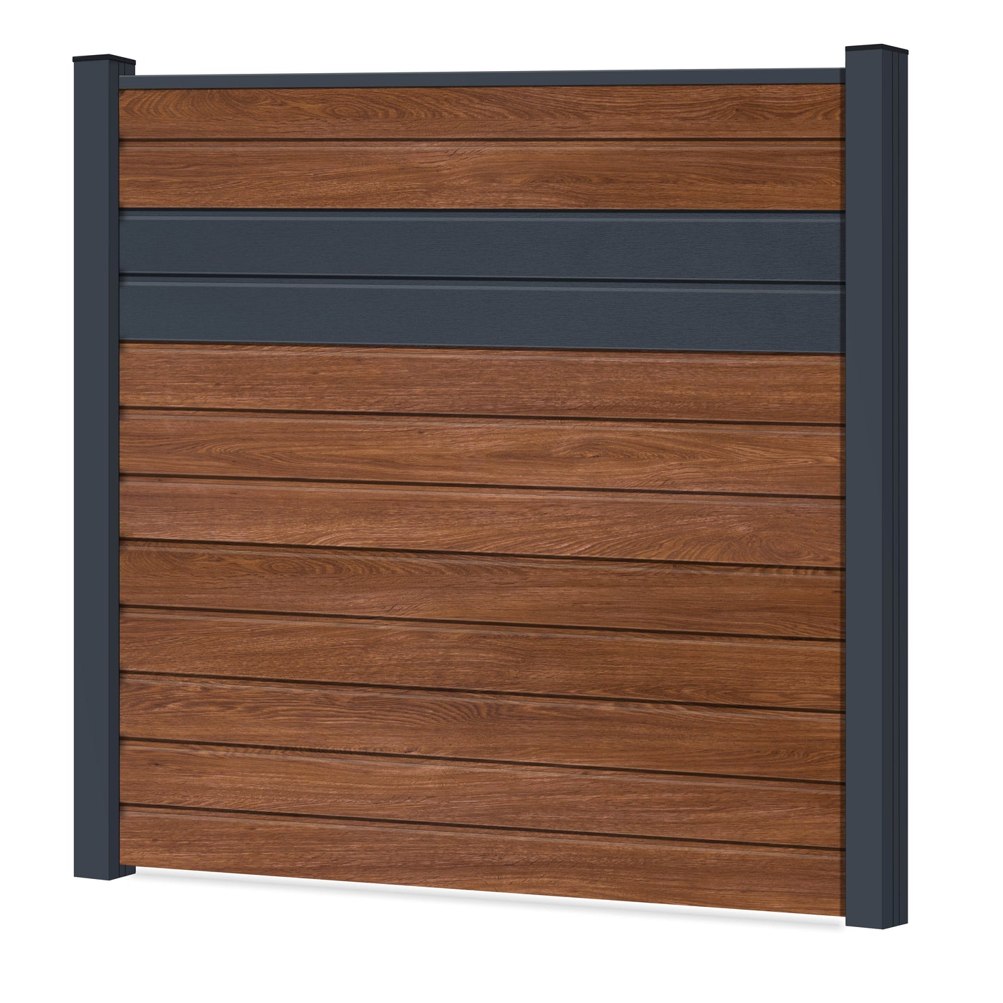 Easy Sichtschutzzaun Kunststoff - Honey Oak / Anthrazit + Einschub Klassische Optik - Zaunstudio