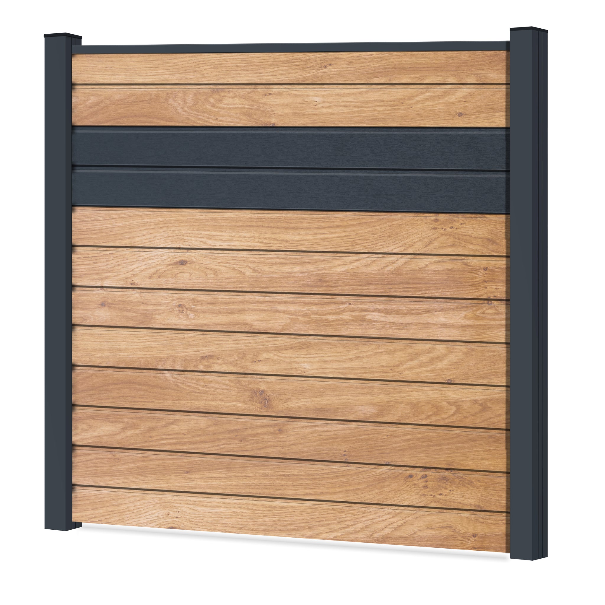 Easy Sichtschutzzaun Kunststoff - Irish Oak / Anthrazit + Einschub Klassische Optik