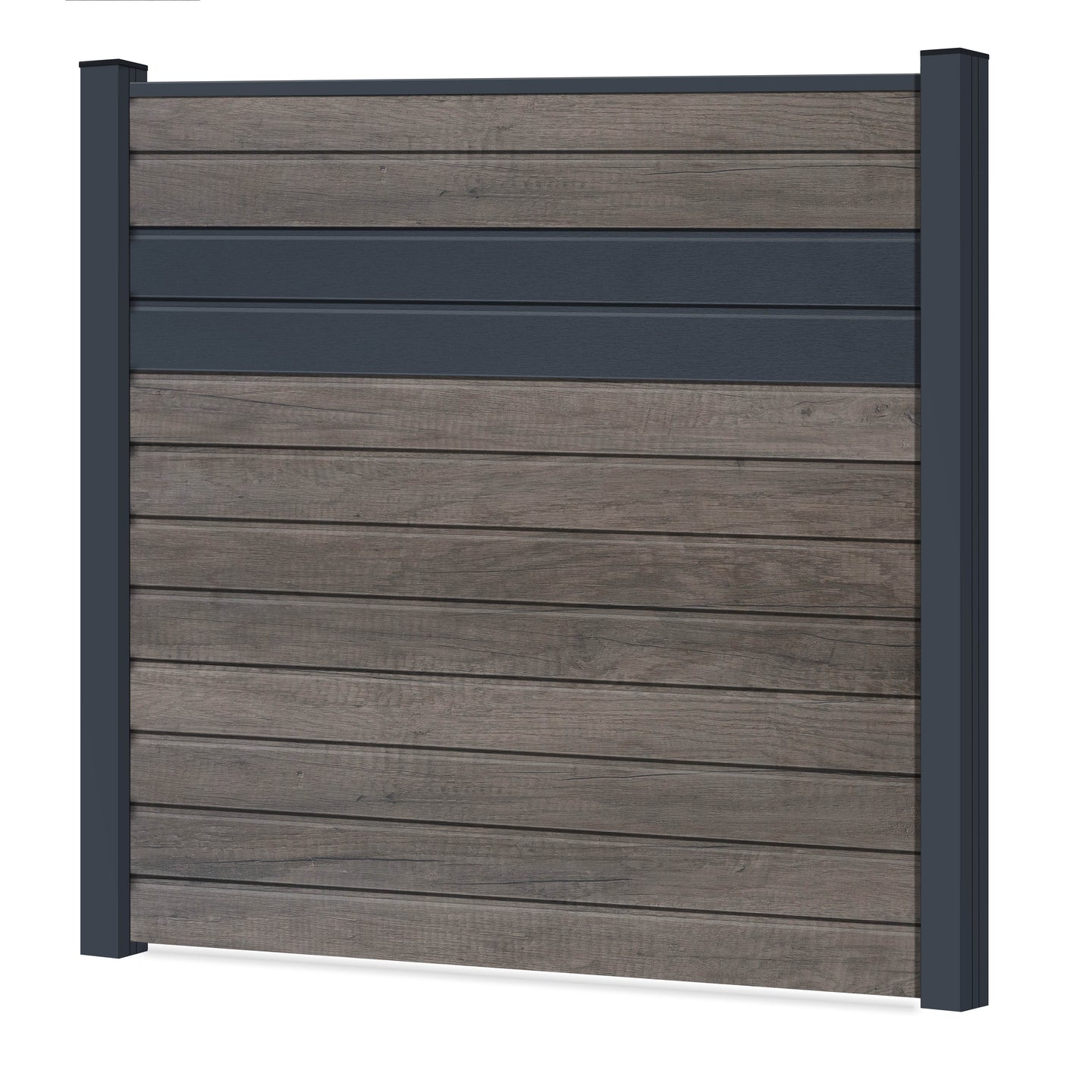 Easy Sichtschutzzaun Kunststoff - Monument Oak / Anthrazit + Einschub Klassische Optik - Zaunstudio