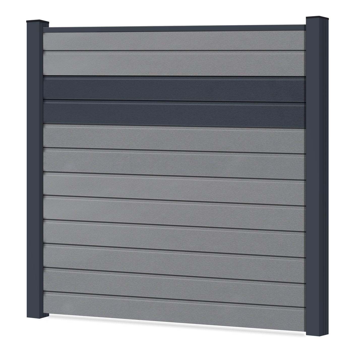 Easy Sichtschutzzaun Kunststoff - Silbergrau / Anthrazit + Einschub Klassische Optik - Zaunstudio