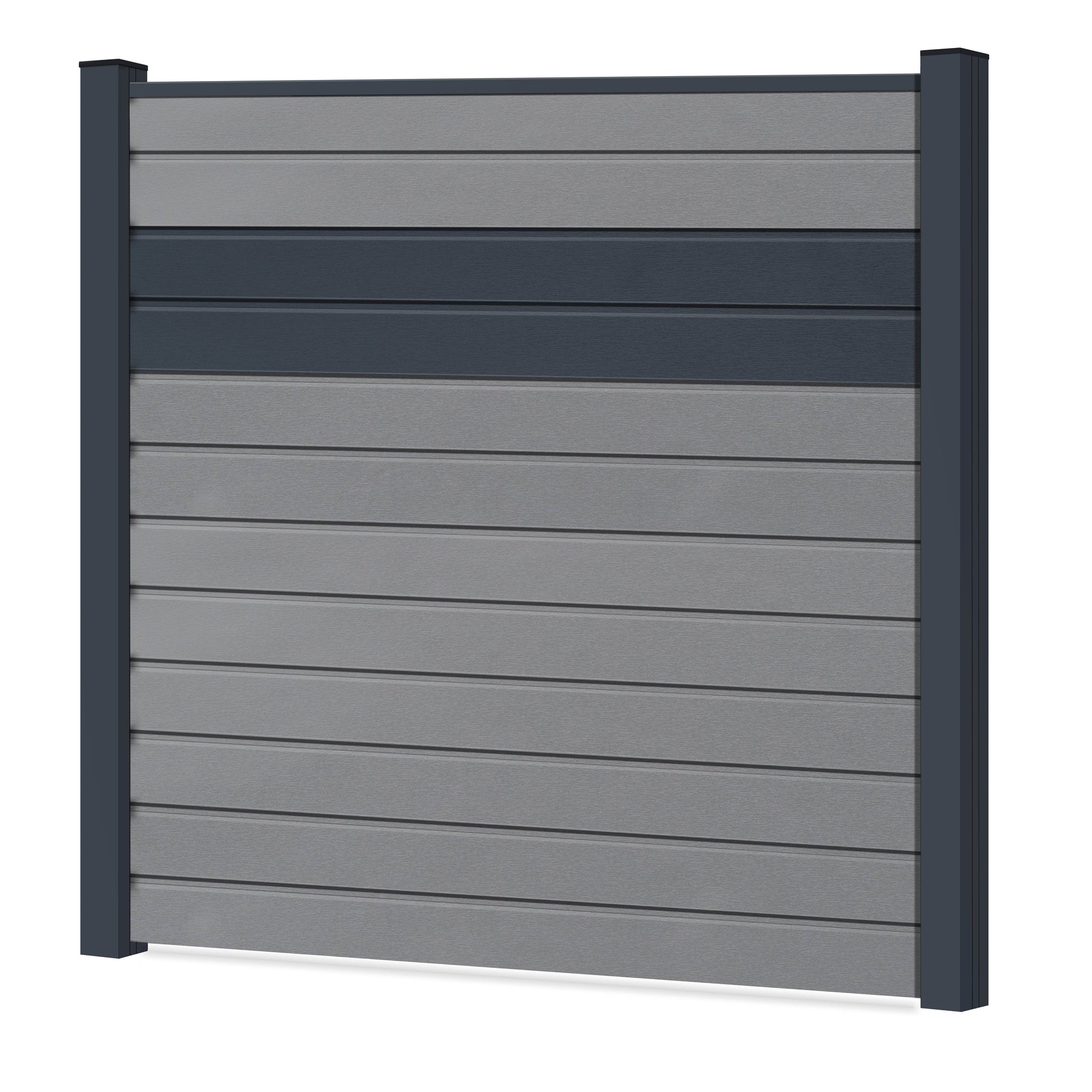 Easy Sichtschutzzaun Kunststoff - Silbergrau / Anthrazit + Einschub Klassische Optik - Zaunstudio