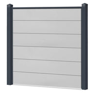 Sichtschutzzaun Kunststoff - Lichtgrau - Anthrazit Rahmen XL Optik - Zaunstudio