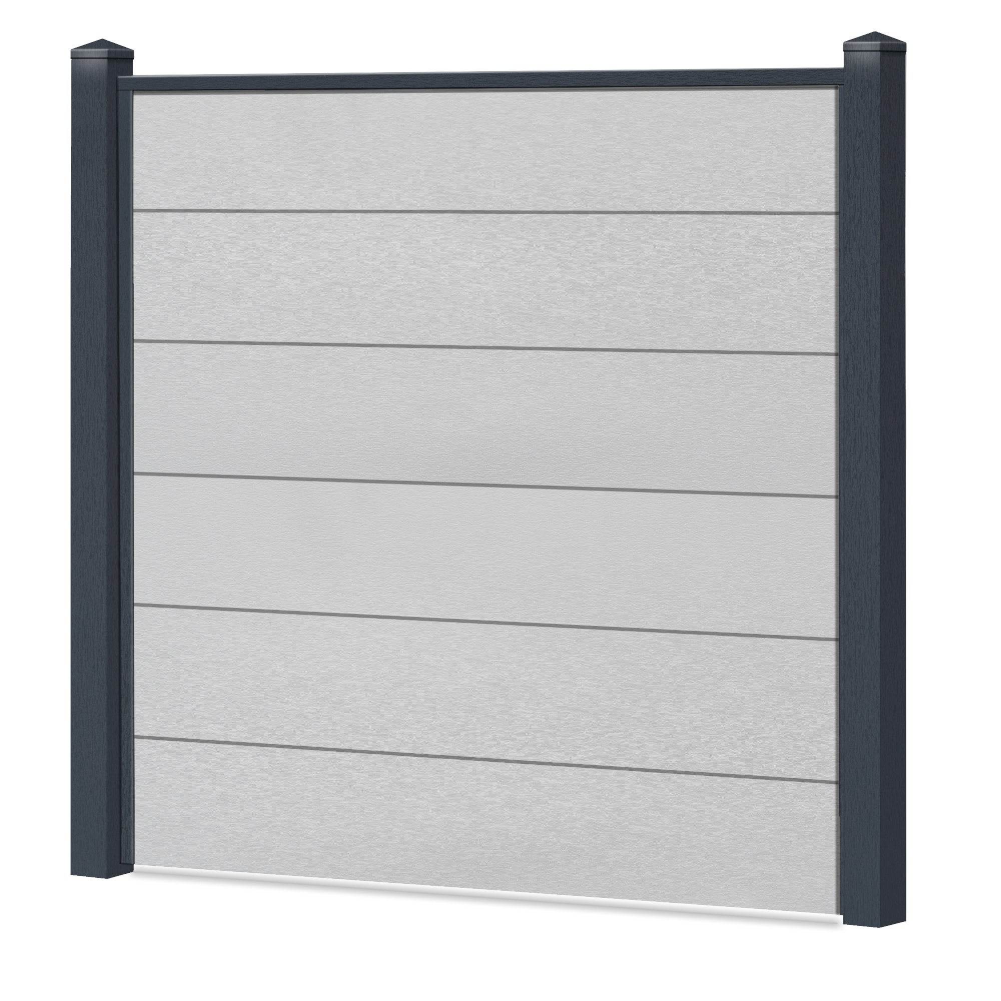 Sichtschutzzaun Kunststoff - Lichtgrau - Anthrazit Rahmen XL Optik - Zaunstudio