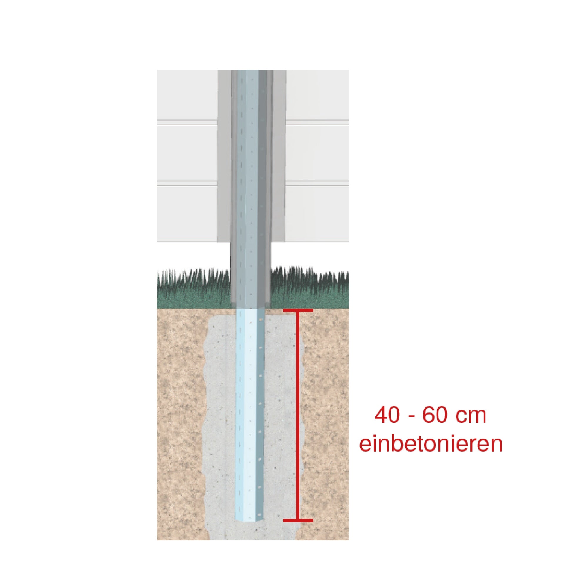 Kunststoff Zaunpfosten stahlverstärkt 10x10 cm Lichtgrau