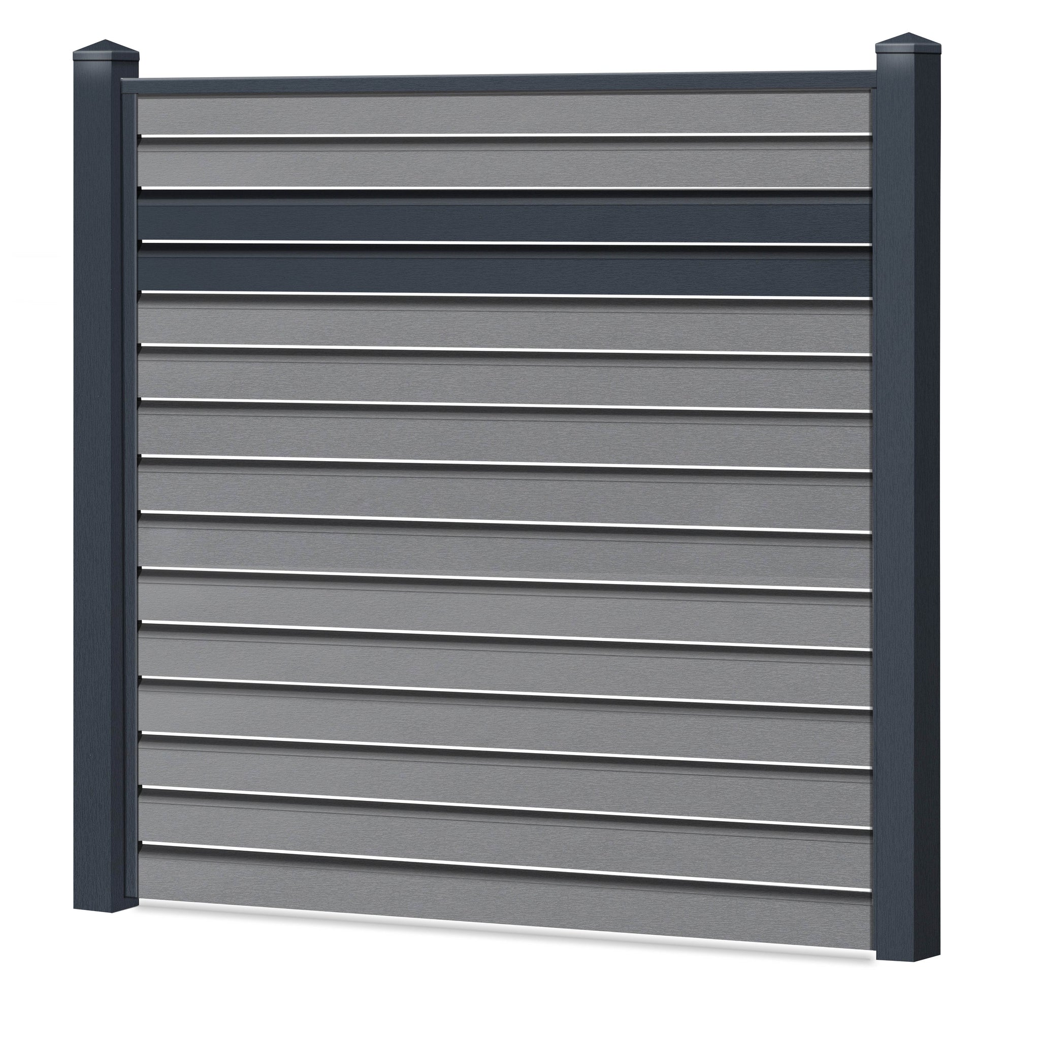 Rhombus Lichtdurchlässig Sichtschutzzaun Kunststoff - Silbergrau - Anthrazit Einschub - Zaunstudio