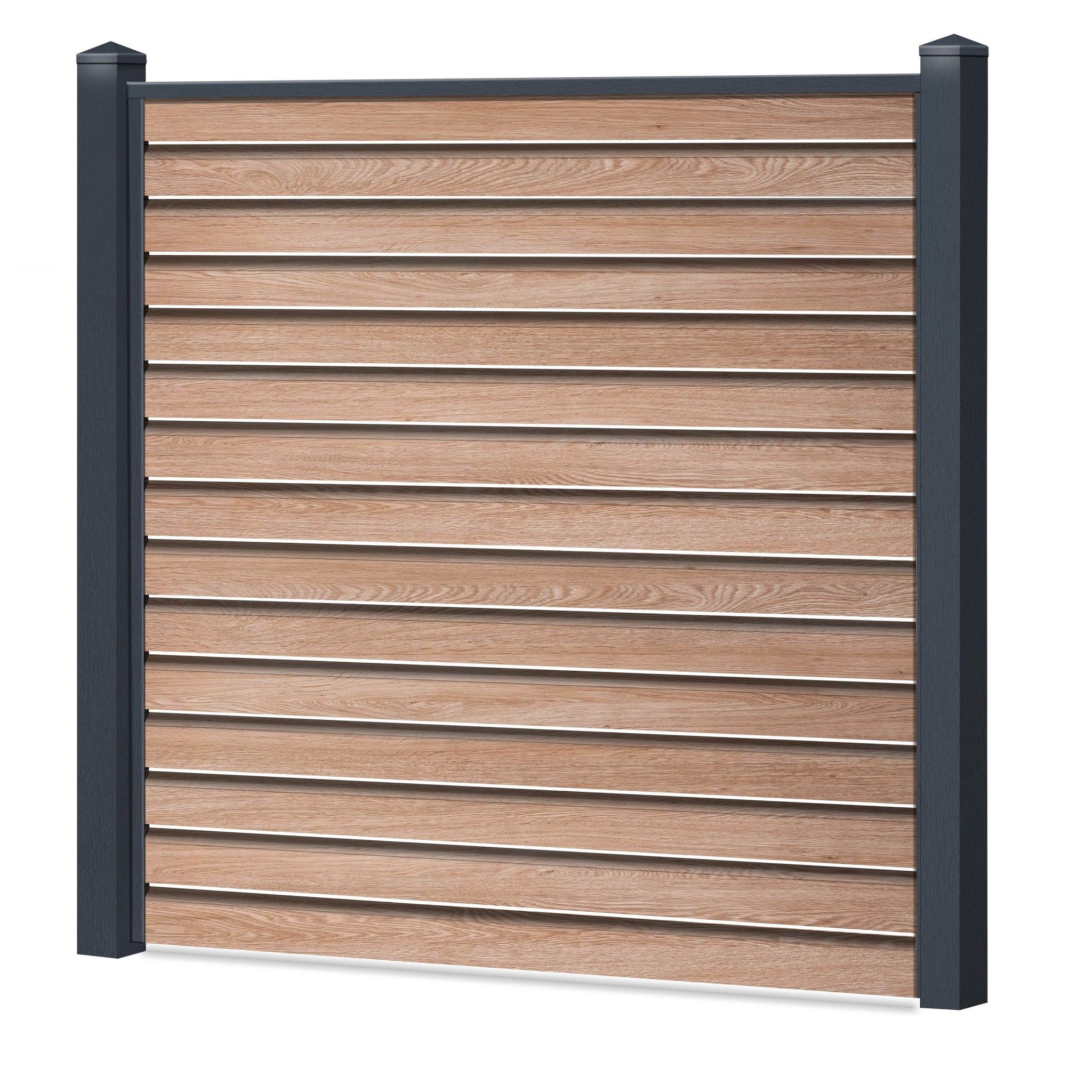 Rhombus Lichtdurchlässig Sichtschutzzaun Kunststoff - Coriander Oak - Anthrazit Rahmen - Zaunstudio