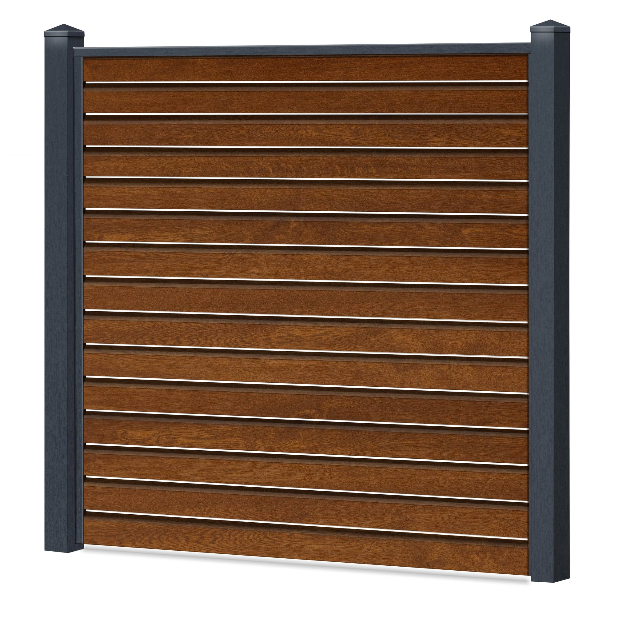 Rhombus Lichtdurchlässig Sichtschutzzaun Kunststoff - Golden Oak - Anthrazit Rahmen - Zaunstudio