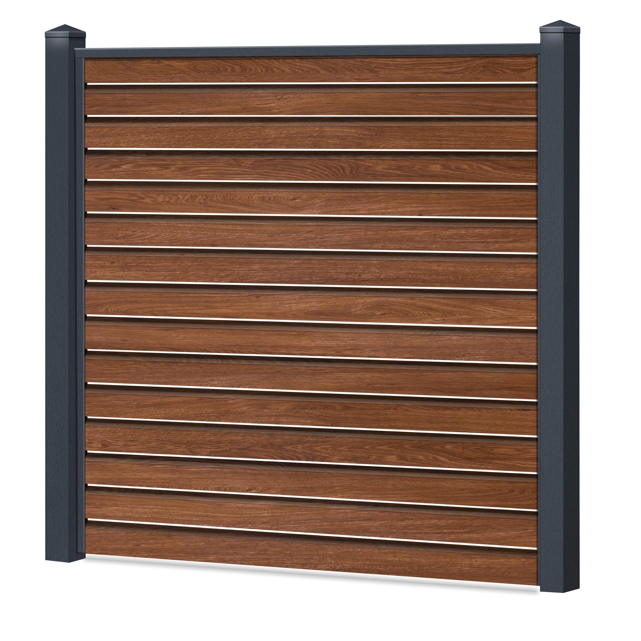 Rhombus Lichtdurchlässig Sichtschutzzaun Kunststoff - Honey Oak - Anthrazit Rahmen - Zaunstudio