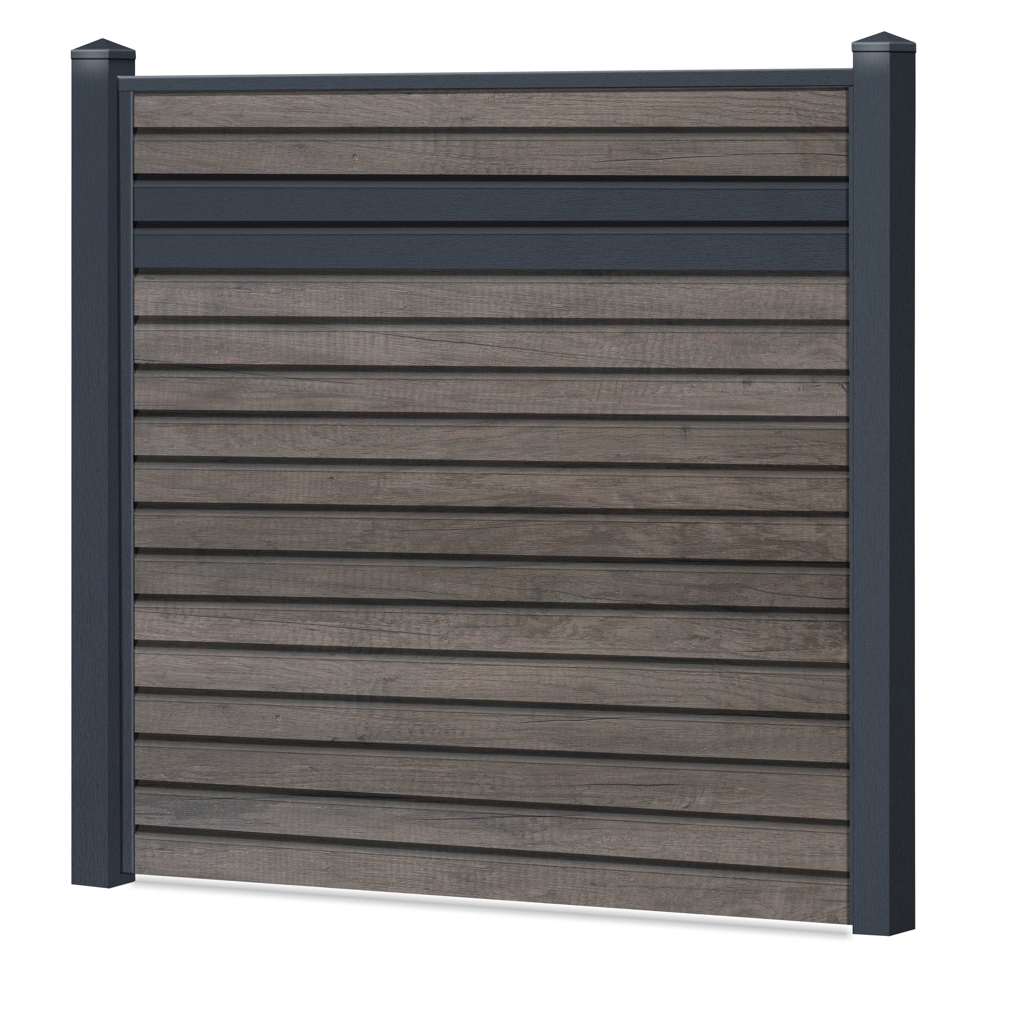 Rhombus Sichtschutzzaun Kunststoff - Monument Oak / Anthrazit Einschub - Zaunstudio