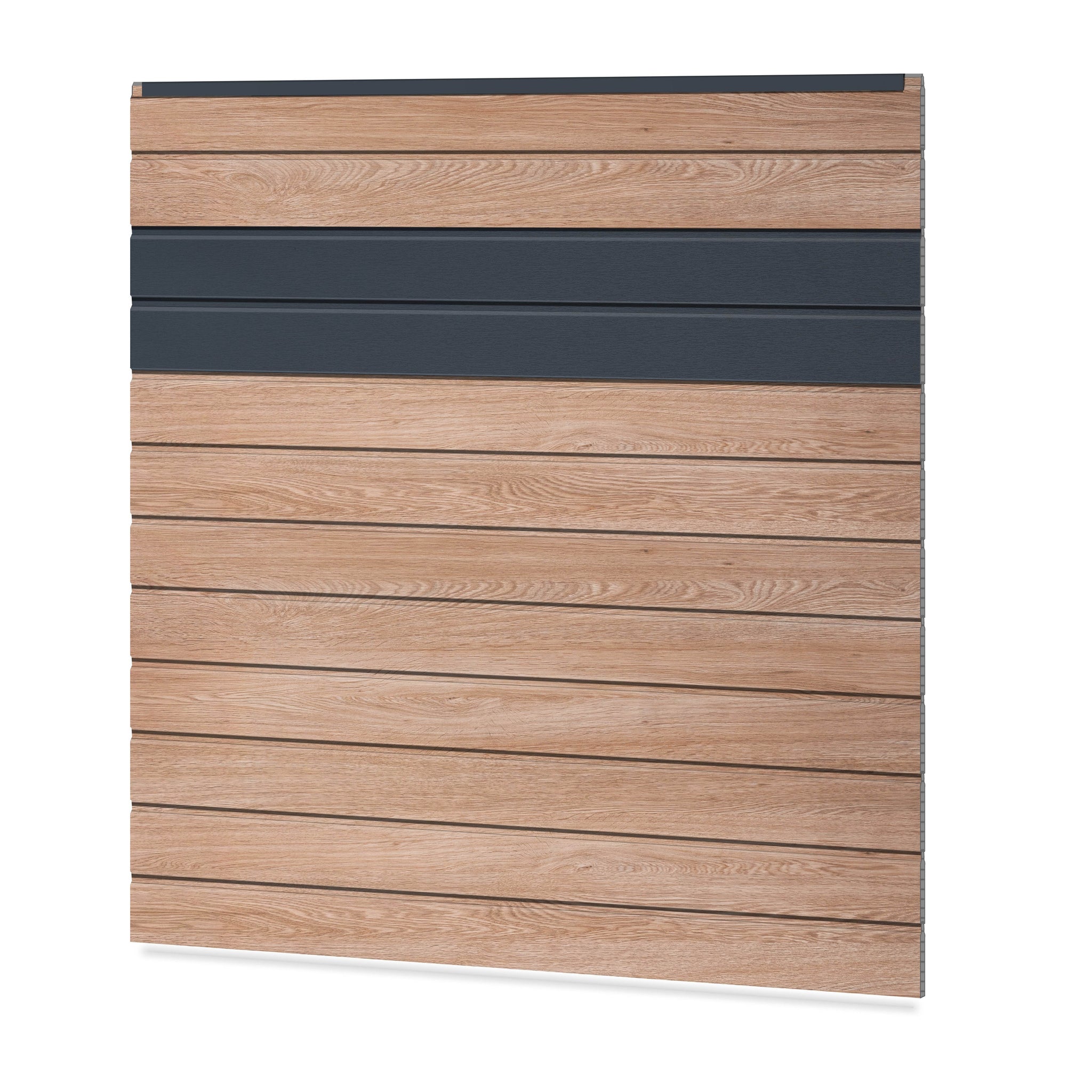 Easy Sichtschutzzaun Kunststoff - Coriander Oak / Anthrazit + Einschub Klassische Optik - Zaunstudio