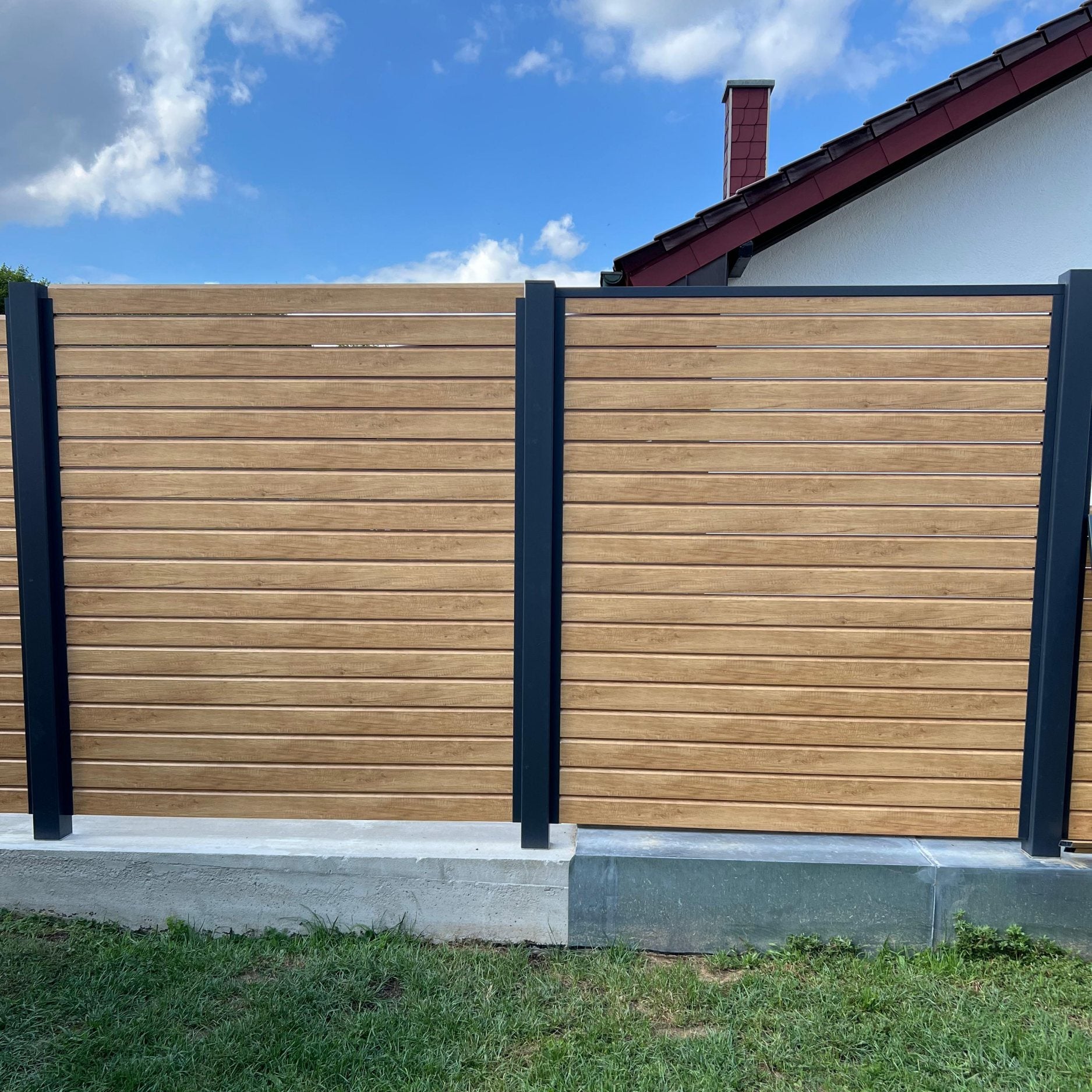 Rhombus Blickdicht Sichtschutzzaun Kunststoff - Desert Oak / Anthrazit Einschub