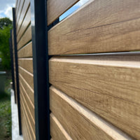 Rhombus Blickdicht Sichtschutzzaun Kunststoff - Desert Oak / Anthrazit Einschub