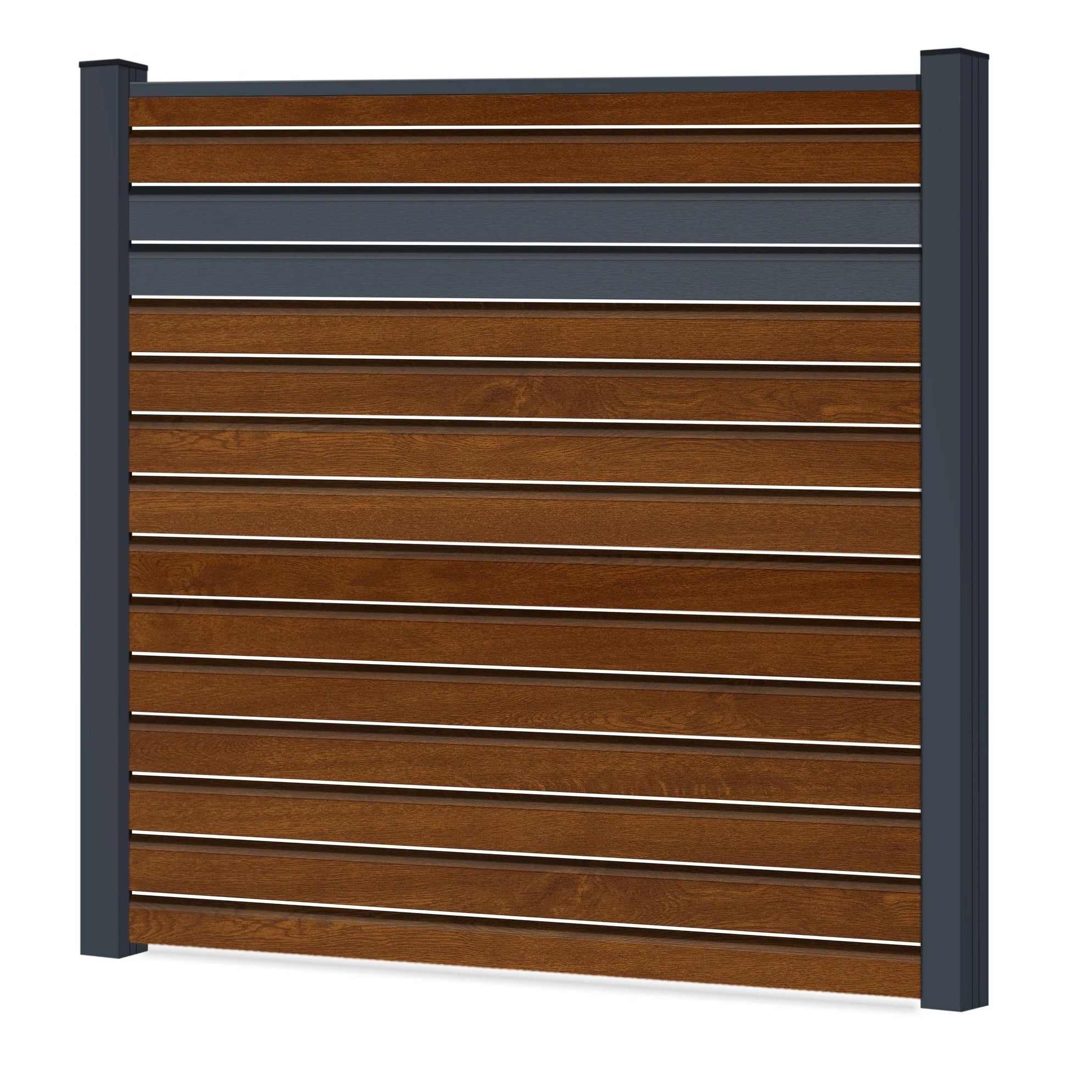 Easy Rhombus Blickdurchlässig Sichtschutzzaun Kunststoff - Golden Oak - Anthrazit Einschub